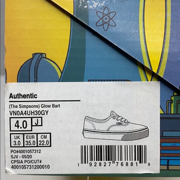 VANS THE SIMPSONS GLOW BART AUTHENTIC SNEAKERS - Picture 6 of 12